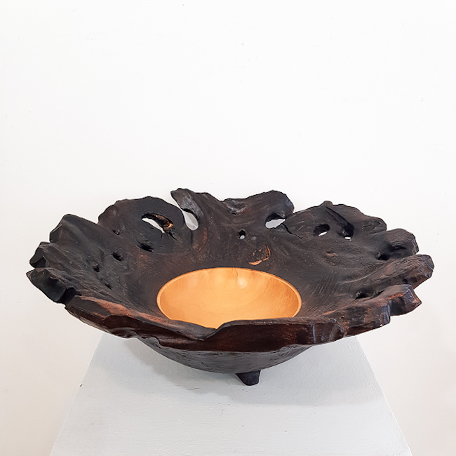 'Spalted Sycamore Bowl with Burnt Rim' by artist Angus Clyne